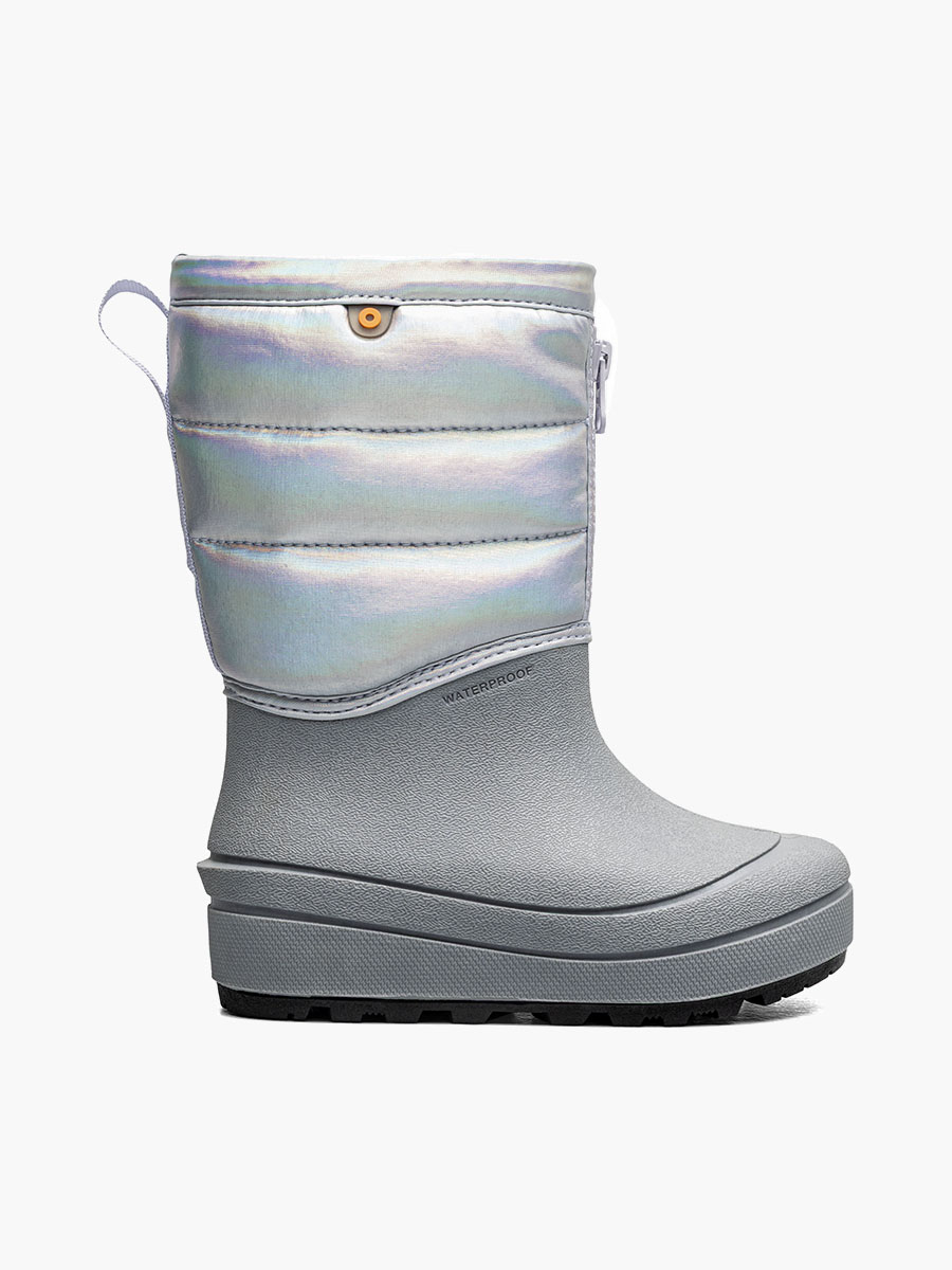 Snow Shell Zip - Holographic Silver Kids' Winter Boots